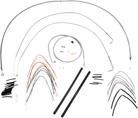 BURLY BRAND Handlebar Cable/Brake Line Kit - Complete - 14" Ape Hanger Handlebars - Stainless Steel B30-1050