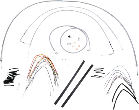 BURLY BRAND Handlebar Cable/Brake Line Kit - Complete - 14" Ape Hanger Handlebars - Stainless Steel B30-1052