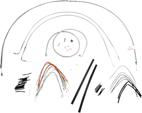 BURLY BRAND Handlebar Cable/Brake Line Kit - Complete - 16" Ape Hanger Handlebars - Stainless Steel B30-1054