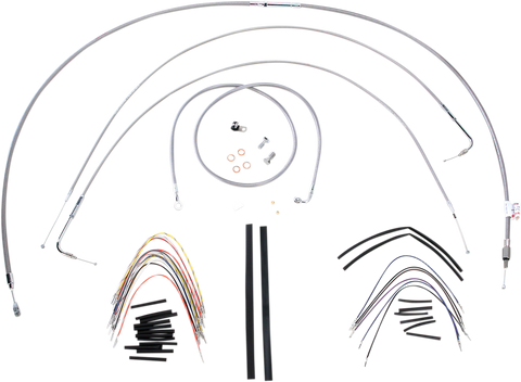 BURLY BRAND Handlebar Cable/Brake Line Kit - Complete - 16" Ape Hanger Handlebars - Stainless Steel B30-1055
