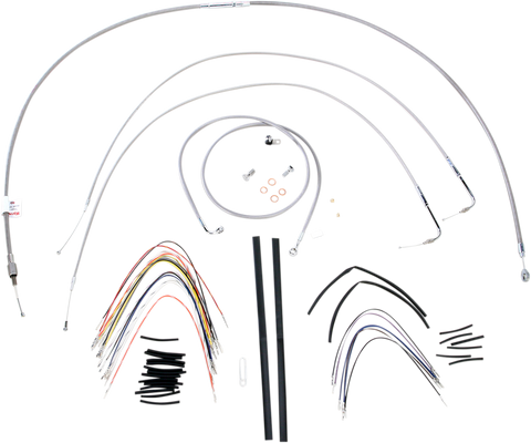 BURLY BRAND Handlebar Cable/Brake Line Kit - Complete - 16" Ape Hanger Handlebars - Stainless Steel B30-1056