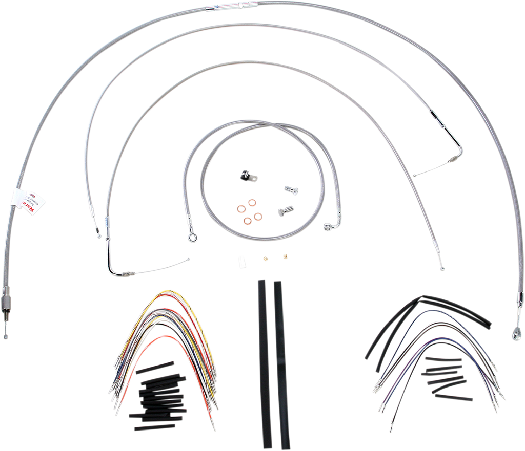 BURLY BRAND Handlebar Cable/Brake Line Kit - Complete - 18" Ape Hanger Handlebars - Stainless Steel B30-1057