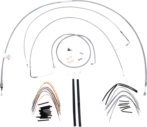 BURLY BRAND Handlebar Cable/Brake Line Kit - Complete - 18" Ape Hanger Handlebars - Stainless Steel B30-1057