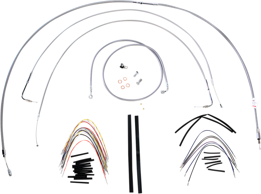 BURLY BRAND Handlebar Cable/Brake Line Kit - Complete - 18" Ape Hanger Handlebars - Stainless Steel B30-1059