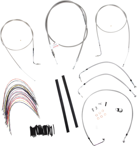 BURLY BRAND Handlebar Cable/Brake Line Kit - Complete - 16" Ape Hanger Handlebars - Stainless Steel B30-1077