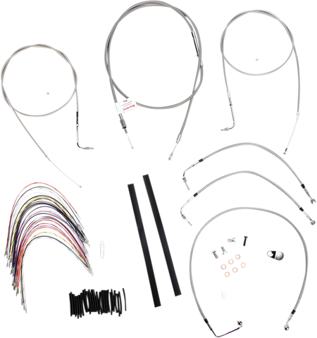 BURLY BRAND Handlebar Cable/Brake Line Kit - Complete - 18" Ape Hanger Handlebars - Stainless Steel B30-1078