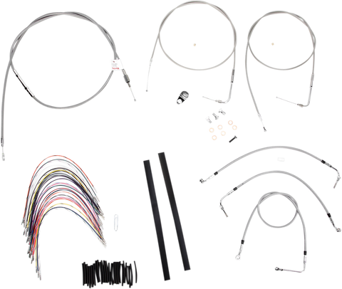 BURLY BRAND Handlebar Cable/Brake Line Kit - Complete - 16" Ape Hanger Handlebars - Stainless Steel B30-1080
