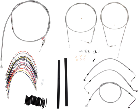 BURLY BRAND Handlebar Cable/Brake Line Kit - Complete - 18" Ape Hanger Handlebars - Stainless Steel B30-1081
