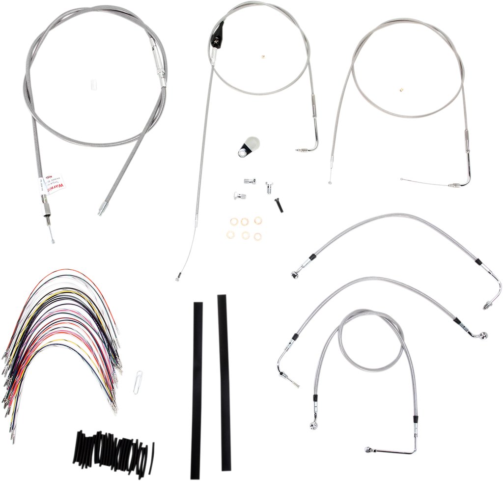 BURLY BRAND Handlebar Cable/Brake Line Kit - Complete - 16" Ape Hanger Handlebars - Stainless Steel B30-1083
