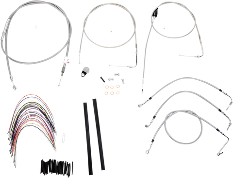 BURLY BRAND Handlebar Cable/Brake Line Kit - Complete - 18" Ape Hanger Handlebars - Stainless Steel B30-1084
