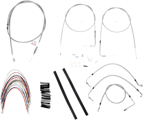 BURLY BRAND Handlebar Cable/Brake Line Kit - Complete - 14" Ape Hanger Handlebars - Stainless Steel B30-1085