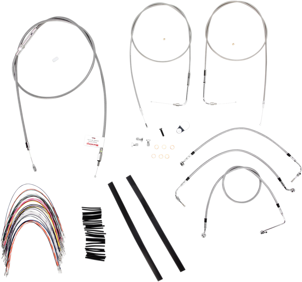 BURLY BRAND Handlebar Cable/Brake Line Kit - Complete - 16" Ape Hanger Handlebars - Stainless Steel B30-1086