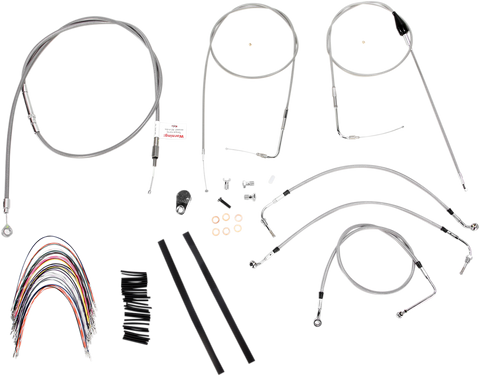 BURLY BRAND Handlebar Cable/Brake Line Kit - Complete - 14" Ape Hanger Handlebars - Stainless Steel B30-1088
