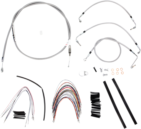 BURLY BRAND Handlebar Cable/Brake Line Kit - Complete - 16" Ape Hanger Handlebars - Stainless Steel B30-1092