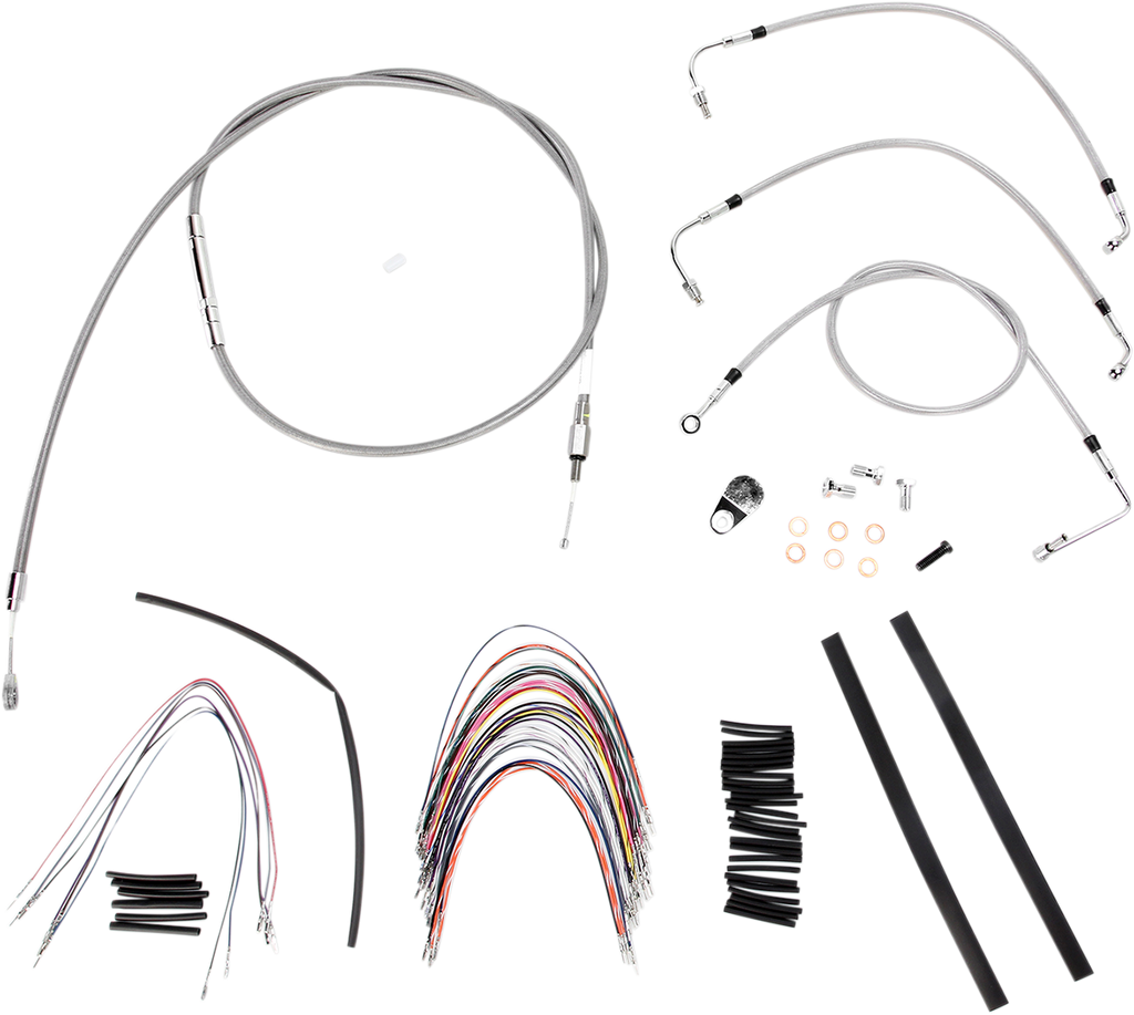 BURLY BRAND Handlebar Cable/Brake Line Kit - Complete - 18" Ape Hanger Handlebars - Stainless Steel B30-1093