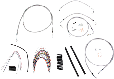 BURLY BRAND Handlebar Cable/Brake Line Kit - Complete - 16" Ape Hanger Handlebars - Stainless Steel B30-1095