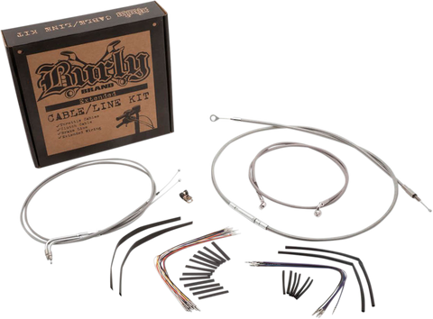 BURLY BRAND Handlebar Cable/Brake Line Kit - Complete - 18" Ape Hanger Handlebars - Stainless Steel B30-1096