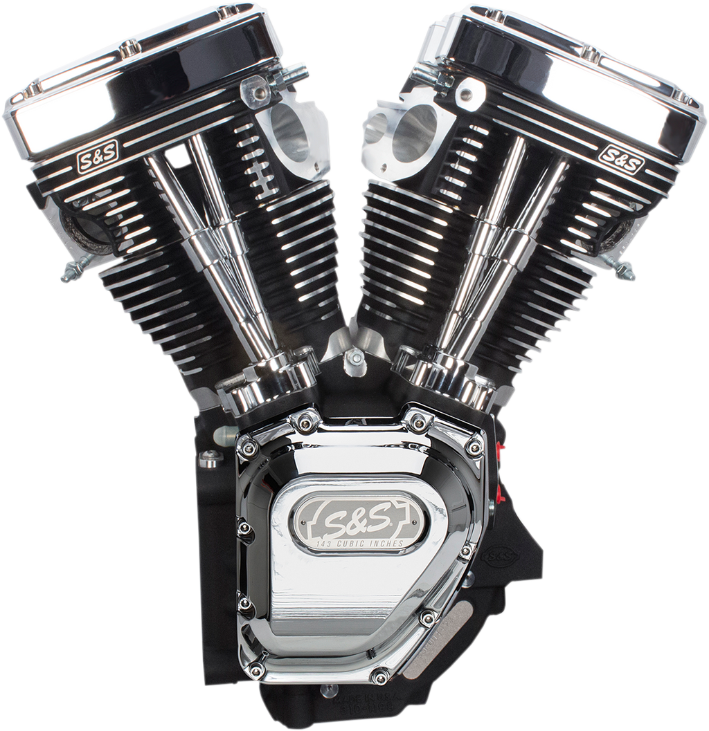 S&S CYCLE T143 Long Block Engine - Wrinkle Black and Chrome - Touring | Dyna 310-0737A