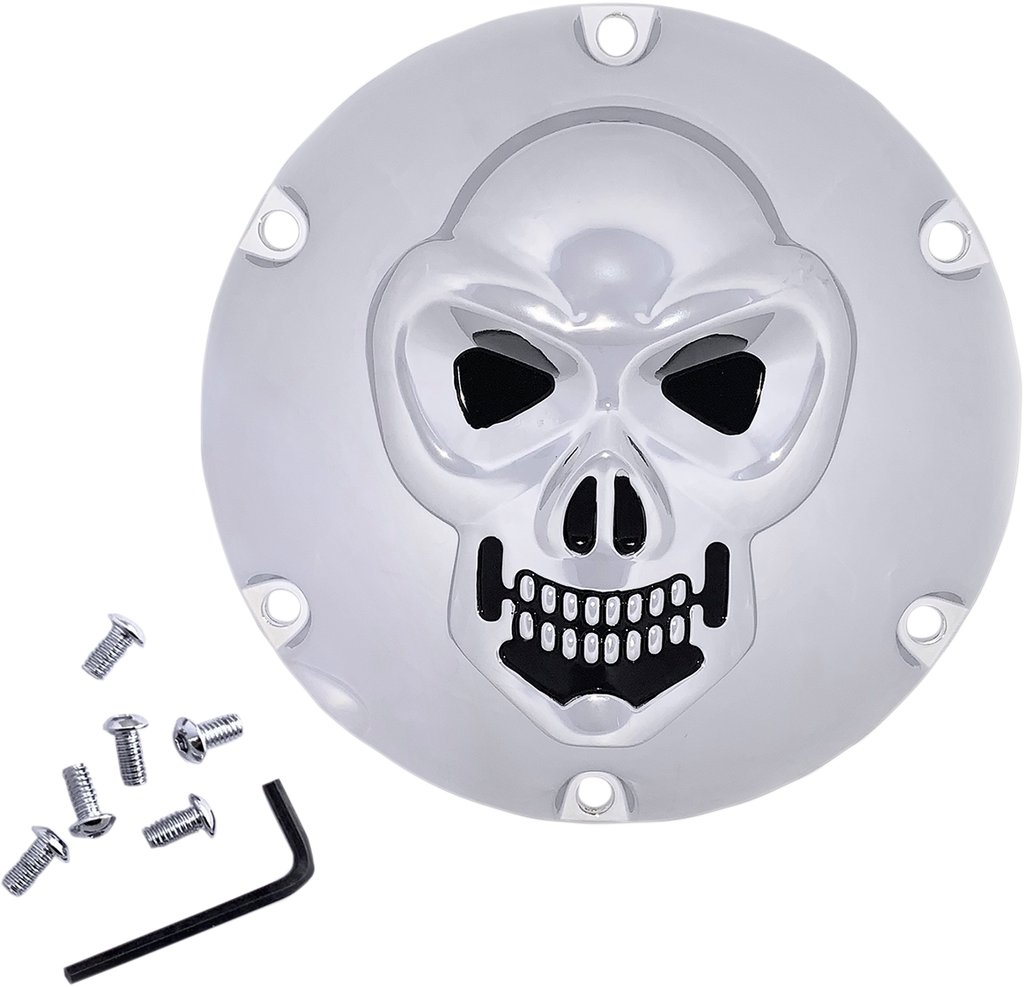 DRAG SPECIALTIES Skull Derby Cover - Chrome - 6-Hole 33-0067SKD