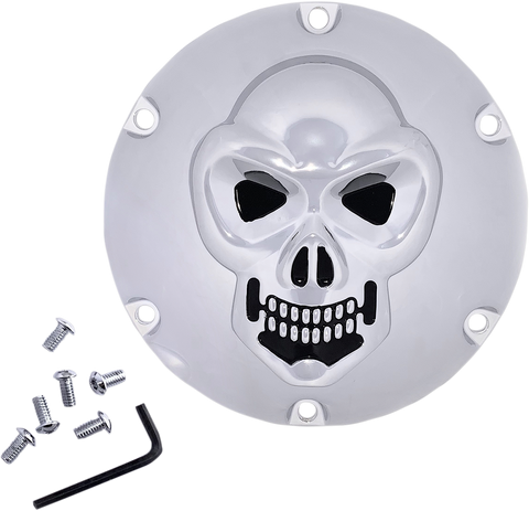 DRAG SPECIALTIES Skull Derby Cover - Chrome - 6-Hole 33-0067SKD