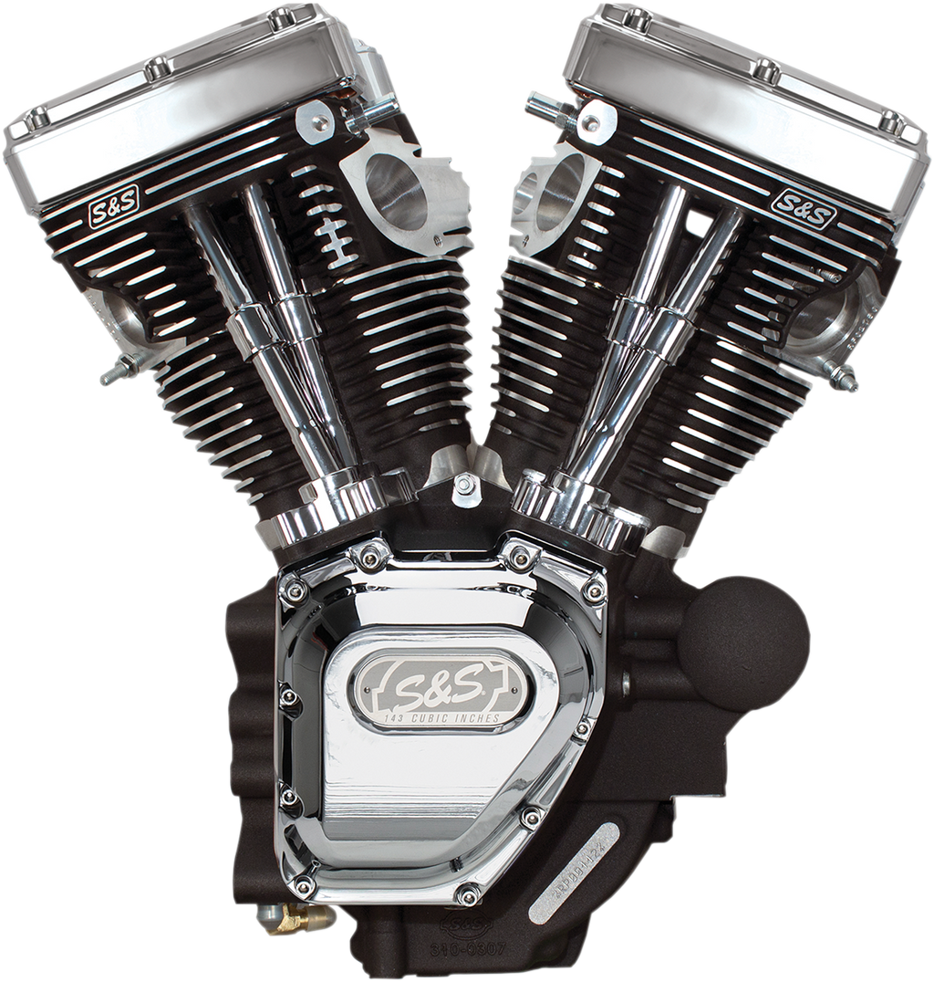 S&S CYCLE T143 Long Block Engine - Wrinkle Black and Chrome - Dyna 310-0883A