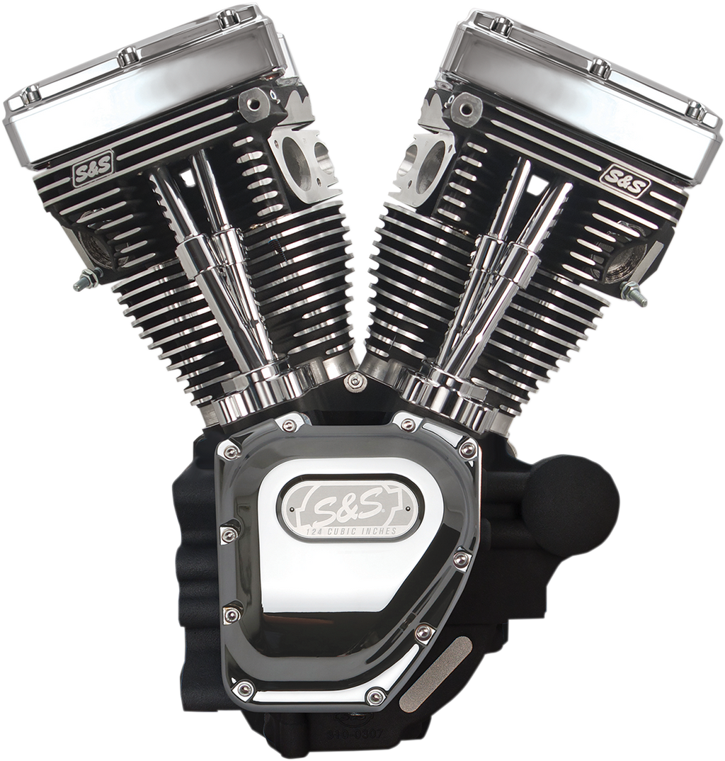S&S CYCLE T124 Long Block Engine - Wrinkle Black and Chrome - FXD | FXDWG 310-0882A