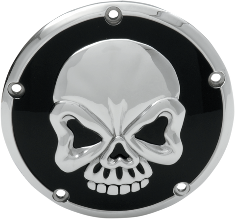 DRAG SPECIALTIES Derby Cover - Chrome/Black - Skull 301019