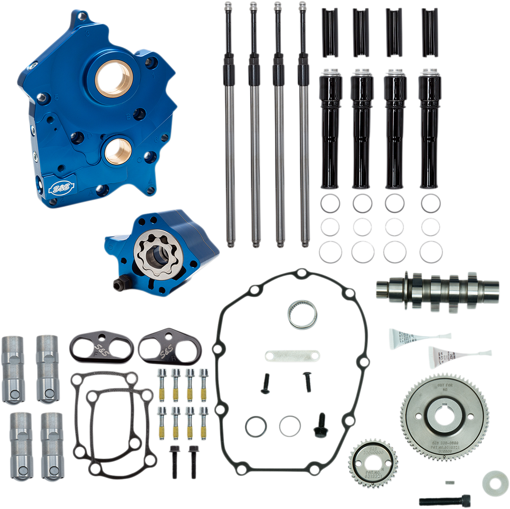 S&S CYCLE Cam Chest Kit with Plate - Gear Drive - Oil Cooled - 465 Cam - Black Pushrods - M8 310-1013A