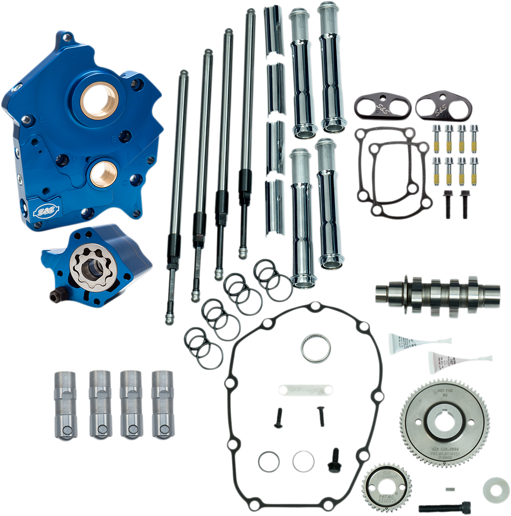 S&S CYCLE Cam Chest Kit with Plate - Gear Drive - Oil Cooled - 475 Cam - Chrome Pushrods -M8 310-1006A