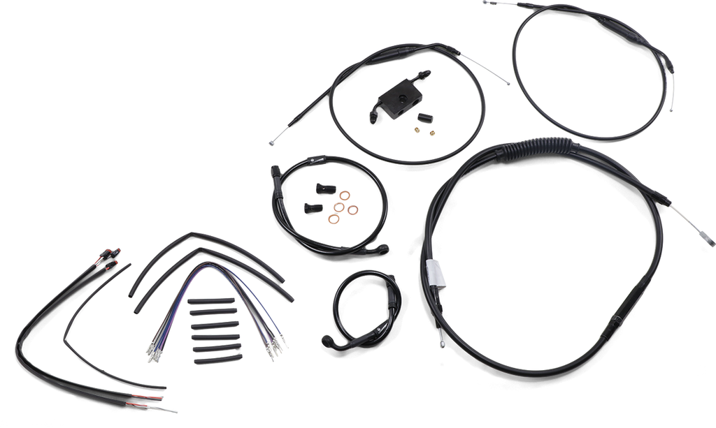 BURLY BRAND Handlebar Cable and Brake Line Kit - Extended - Sportsters - 12" T-Bar Handlebars - ABS B30-1266