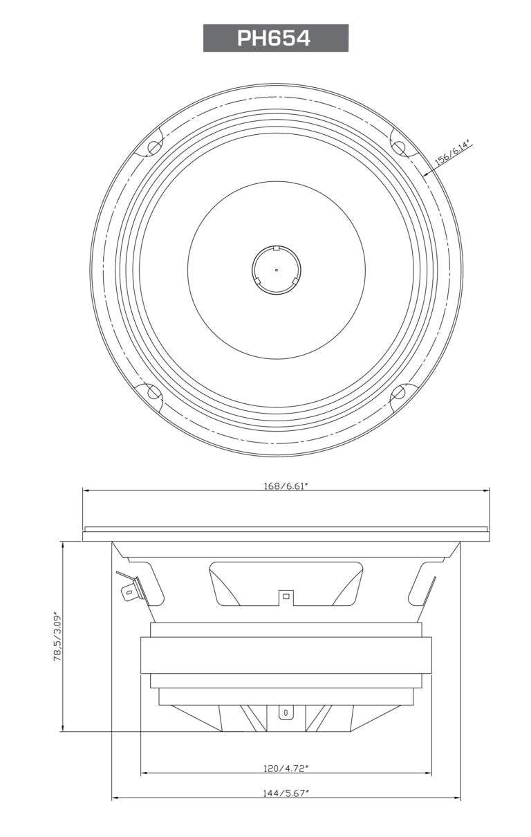 6.5" Pro Full-Range Co-Ax Horn Speaker, Pair PH654