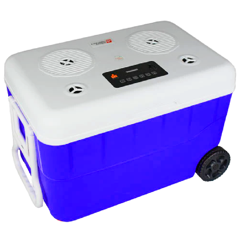 CERWIN VEGA 55QT Blue Cooler with 6.5" 2-Way Marine Built-In Speakers, BT Streaming, Phone Charger, 10hr Battery CVC65B