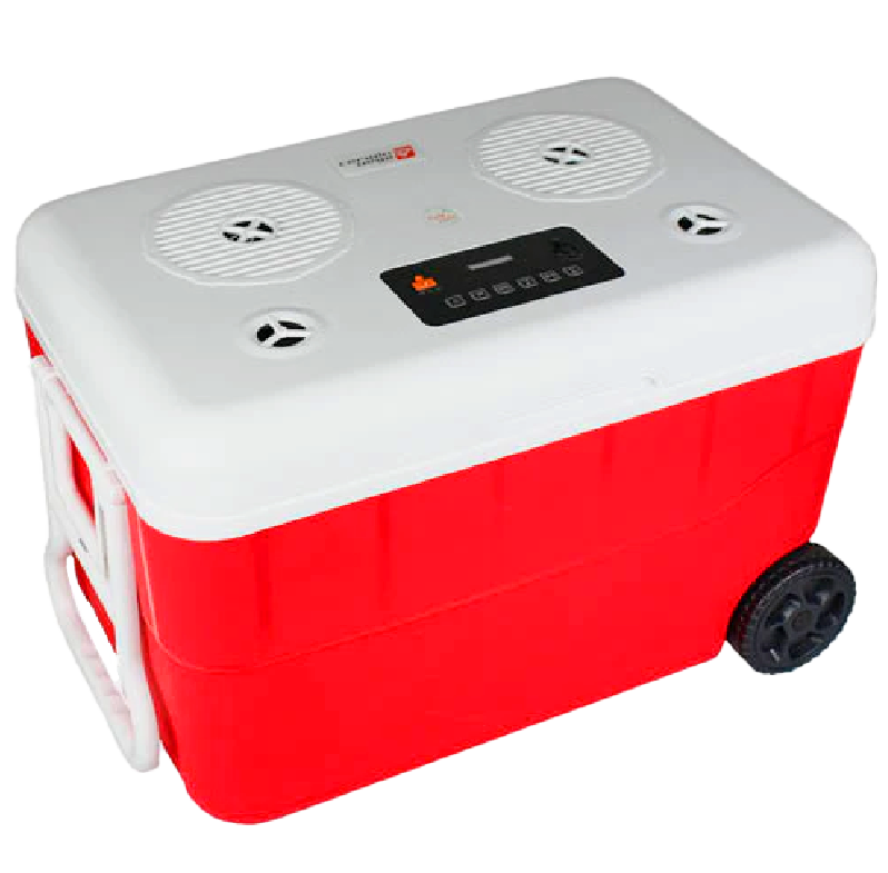 CERWIN VEGA 55QT Red Cooler with 6.5" 2-Way Marine Built-In Speakers, BT Streaming, Phone Charger, 10hr Battery CVC65R