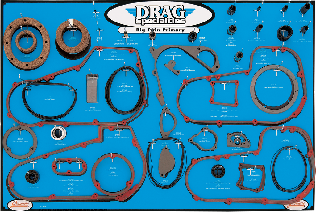 DRAG SPECIALTIES Gasket, Seal, and O-ring Display - '99-'06 Twin-Cam 5-Speed Primaries 9903-0101