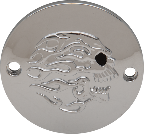 DRAG SPECIALTIES Flaming Skull Points Cover - Chrome I30-0218FSKC
