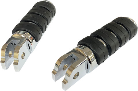 DRAG SPECIALTIES FML Soft-Ride Footpegs - Driver - Chrome/Black - Softail P17-0343ISC