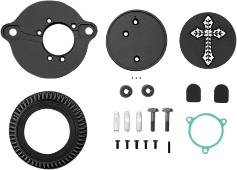 LA CHOPPERS Spanish Cross Air Cleaner - Black - M8 LA-2396-03B