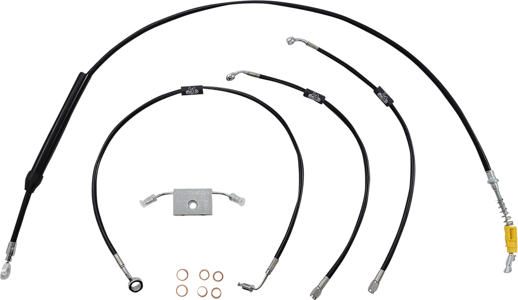 LA CHOPPERS Handlebar Cable/Brake Line Kit- Quick Connect - 12" - 14" Ape Hanger Handlebars - Black Vinyl LA-8157KT-13B