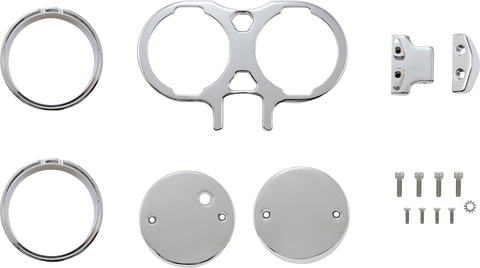 LA CHOPPERS Gauge Mount - Dual - Chrome - Dyna/Sportster LA-7397-02C