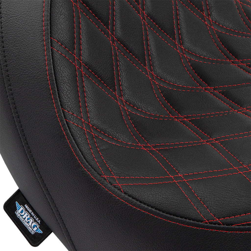 DRAG SPECIALTIES Predator Seat - Double Diamond w/ Red Sitching - Vinyl - FLSB/FXLR '18-'23 0802-1519