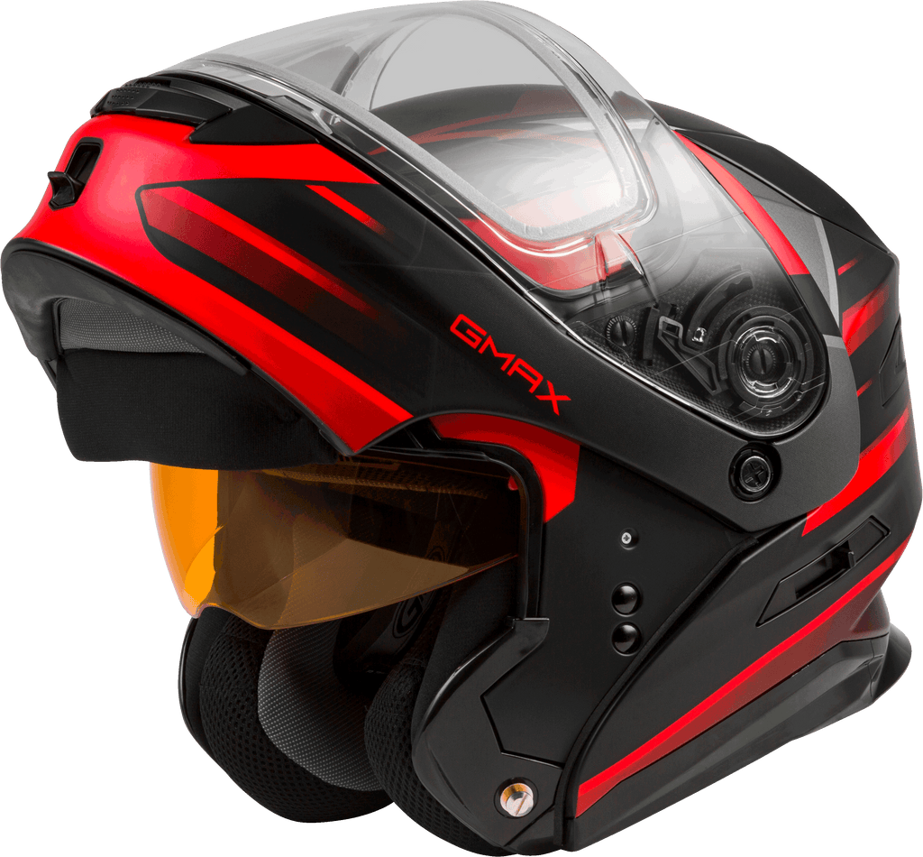 Md 01s Modular Snow Helmet Descendant Matte Black/Red 2x