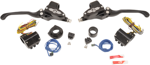PERFORMANCE MACHINE (PM) Handlebar Control Set - Hydraulic - 9/16" Master Cylinder - Black 0062-4020-BM