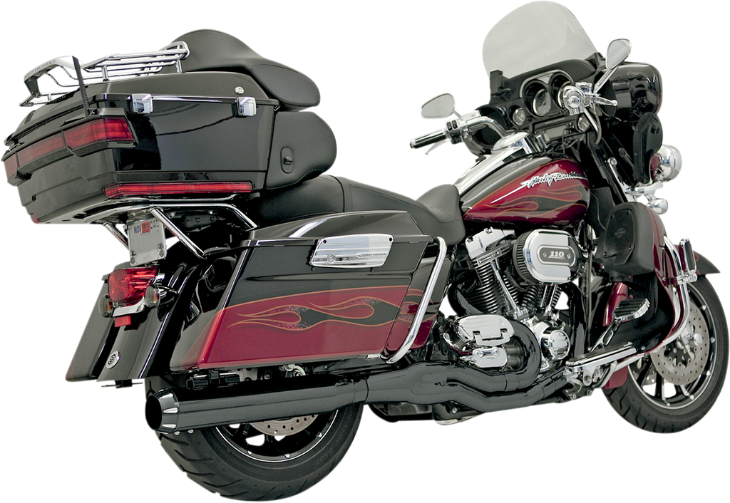 BASSANI XHAUST 2:1 Exhaust - Black - Straight Can - '95-'16 FL FLH-757B
