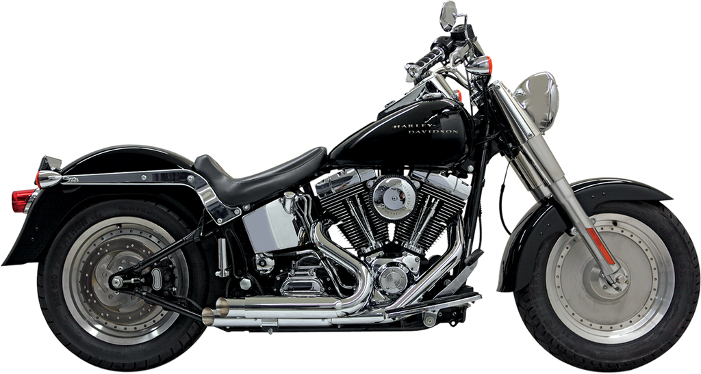 BASSANI XHAUST Pro Street Exhaust - Chrome - Slash Cut - '86-'17 Softail 1S24F