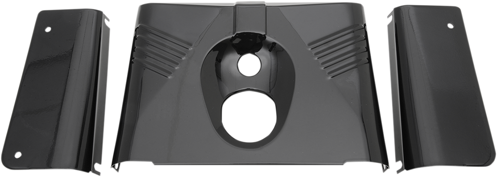 DRAG SPECIALTIES 3-Piece Fork Tins - Gloss Black - Ribbed -  '86-'17 FLST 74156B