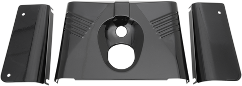 DRAG SPECIALTIES 3-Piece Fork Tins - Gloss Black - Ribbed -  '86-'17 FLST 74156B