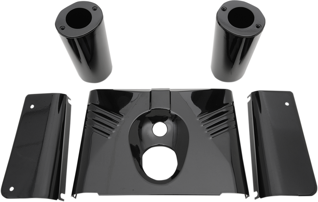 DRAG SPECIALTIES 5-Piece Fork Tins - Gloss Black - Ribbed -  '86-'17 FLST 74157B