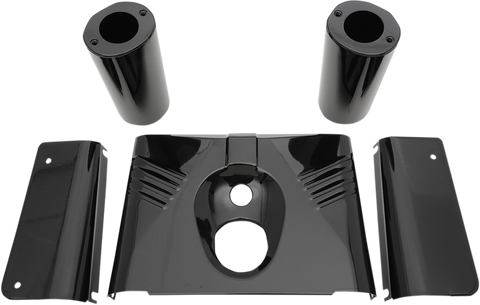 DRAG SPECIALTIES 5-Piece Fork Tins - Gloss Black - Ribbed -  '86-'17 FLST 74157B