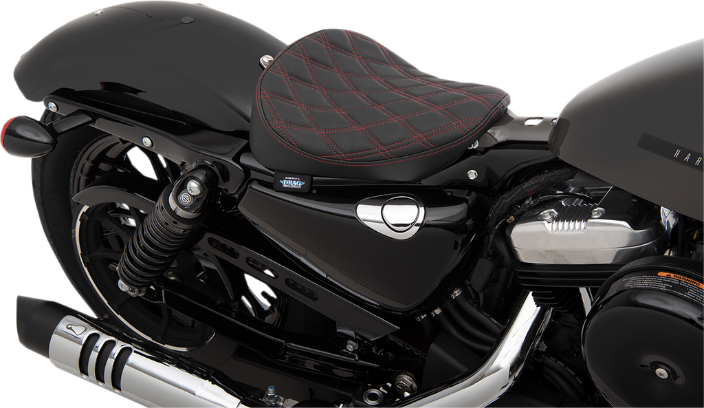 DRAG SPECIALTIES Bobber Solo Seat - Double Diamond - Red Stitch - '10-'22 XL 0804-0741