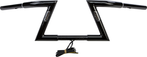 Gloss Black Z Bars 8" Rise W/Led Turn Signals